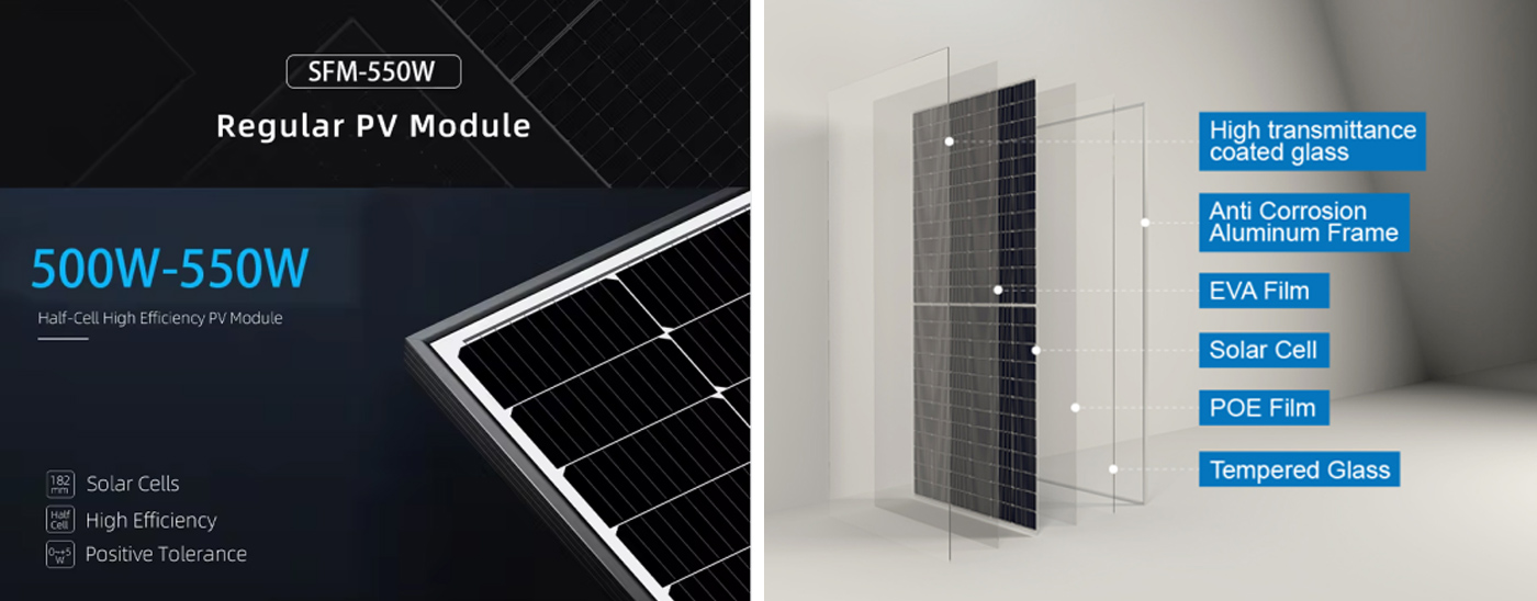 550W Solar Panels Monocrystalline Half Cell Panel